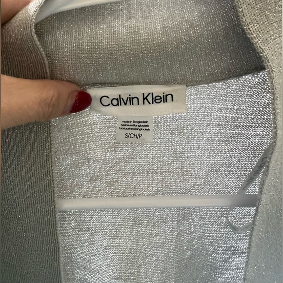 Calvin Klein Short Cardigan Silver Cropped. New With Tags Size Small - Picture 10 of 12